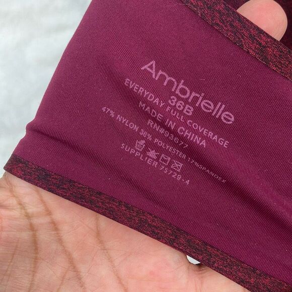 Ambrielle burgundy everyday full coverage bra size 36B - Picture 3 of 3